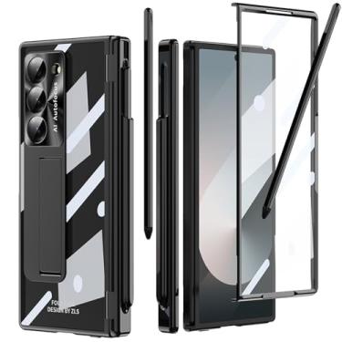 Imagem de YQODSZ Capa para Samsung Galaxy Z Fold 6 com suporte para caneta S e caneta Stylus, Z Fold 6 Crystal Clear Case com protetor de tela de proteção de dobradiça, suporte, tudo incluído, capa fina para Z