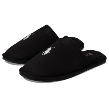 Imagem de POLO RALPH LAUREN Pantufa masculina Klarence Scuff, Preto/creme, 41