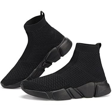 Imagem de Tênis de corrida masculino de malha respirável da Santiro, tênis esportivo casual, leve, sapato esportivo, High Top All Black, 10