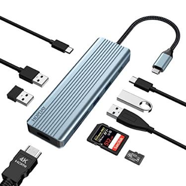 Imagem de HOPDAY Hub USB C 9 em 1 USB C para HDMI Dual Monitor Adaptador USB C com 4K HDMI, Carregamento PD 100W, USB 3.0/2.0, Leitor de Cartão SD/TF para MacBook Pro/Air, Dell, HP, Lenovo Laptop, Surface Pro