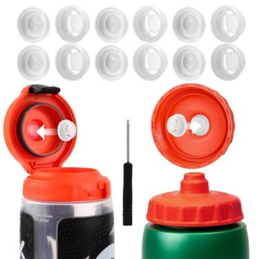Imagem de 6 válvulas de borracha dispensadoras compatíveis com garrafa de água Gatorade, tampa de substituição de válvula de silicone para Gatorade GX 850 g e garrafa de apertar inserções de plástico e chave de