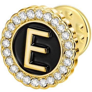 Imagem de HAWSON Alfinetes de lapela com inicial A-Z, alfinetes de gravata personalizados de ouro/prata 18K para ternos, gravatas, chapéus, homens e mulheres, Latão, Sem Pedra Preciosa