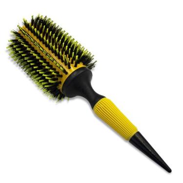 Imagem de Escova De Cabelos Redonda de Madeira Com Cerdas Duplas Profissional - 