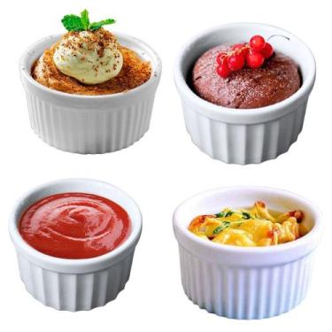 Imagem de Kit 4 Ramekin De Porcelana Canelada 40ml Air Fryer Forno Bar - Madame 