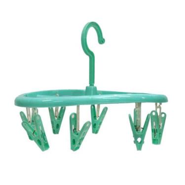 Imagem de Mini Varal Roupas com 8 Prendedores 23cm Verde - Quanhe
