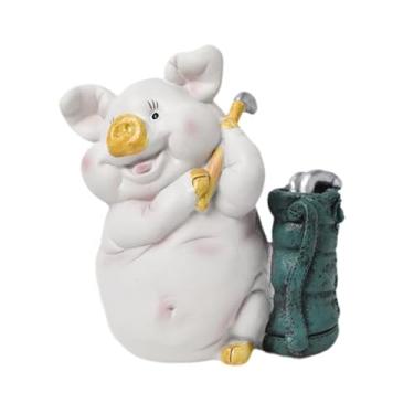 Imagem de Generic Cofrinho de porco, estátua de porco, caixa de dinheiro, presente, ornamento de mesa, escultura de resina, estatueta de animal para sala de estar, Sem Chapéu