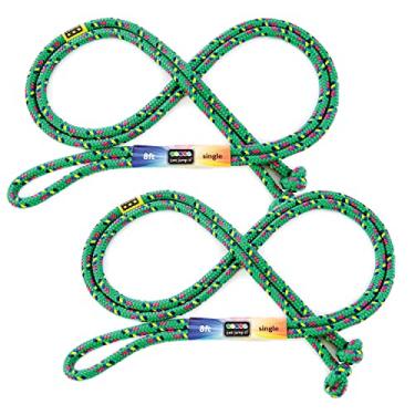 Imagem de Just Jump It Pacote com 2 cordas de pular para o pé de 2,3 m – Equipamento de exercício ativo para jovens – Acessórios de ginástica de nylon trançado adequados para crianças