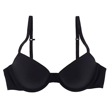 Imagem de Undies.com Sutiã feminino de microfibra 2 camadas com aro Oh Darling Demi Push Up, Noir, 32C
