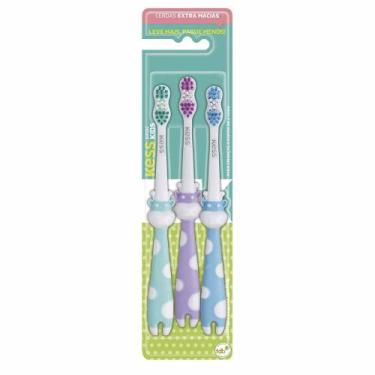 Imagem de Três Escovas Dentais Kess Infantis Basic Pets, Kit
