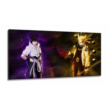 Imagem de Quadro Mosaico Para Quarto Naruto e Sasuke Uchiha em Tecido Canvas 130
