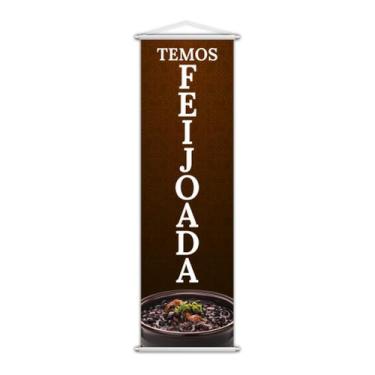 Imagem de Banner Temos Feijoada Restaurante Comida Lona 100x30cm - PlimShop