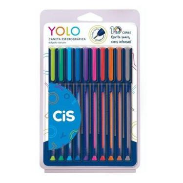 Imagem de Estojo Caneta Esferográfica YOLO 0.7mm c/ 10 Cores Cis
