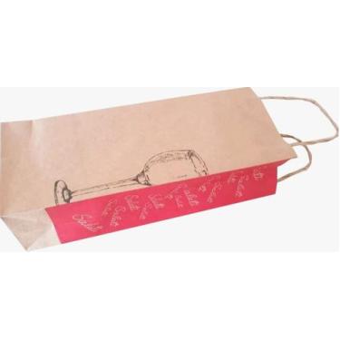 Imagem de Sacola Vinho Premium Impressão Padrão Kraft Reforçada C/ 25 - LVC Pack