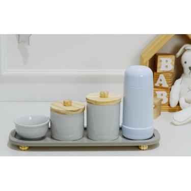 Imagem de Kit Higiene Porcelana Bebê Pinus Quarto Térmica Bandeja K140 - Ciranda