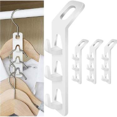 Imagem de Kit 4 Cabide C/ 3 Ganchos Parede Suporte Organizar Roupas - Clink