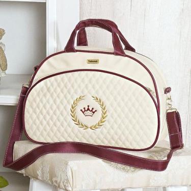 Imagem de Bolsa Maternidade Puppi Coroa Palha e Bordô M - Talismã