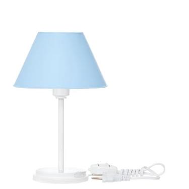 Imagem de Kit 2 Abajures Moderno Base Mdf Branca - megaplast, Azul BB
