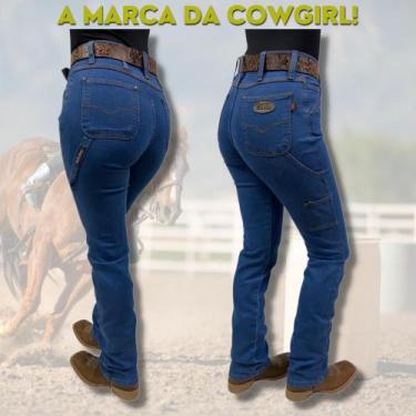 Imagem de Calça Country Jeans Feminina Carpinteira Race Bull Delavê Cowgirl Boia