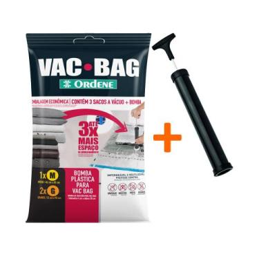 Imagem de Kit Saco A Vacuo - 1 Médio + 2 Grande + Bomba - Vac Bag - Ordene