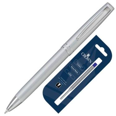 Imagem de Caneta Crown Otawa Esferográfica Original Carga Extra, PRATA