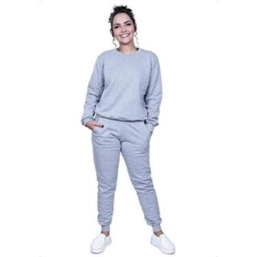 Imagem de Conjunto Moletom Feminino Careca Blusa + Calça Inverno Frio-Feminino