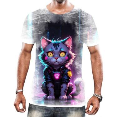 Imagem de Camisa Camiseta Tshirt Animais Cyberpunk Gatos Felinos HD 2 - Enjoy Sh