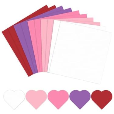 Imagem de Whaline 50 folhas, 30 x 30 cm, cartão colorido sortido para dia dos namorados, 5 cores vermelhas, rosa e roxas, papel de scrapbook de núcleo sólido para impressão, materiais de artesanato, 29,5 kg