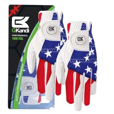 Imagem de Luvas de golfe masculinas, mão esquerda, mão direita, couro de golfista, pacote com 2 unidades, com marcador de bola, bandeira dos EUA, luvas de golfe masculinas para todas as condições climáticas,