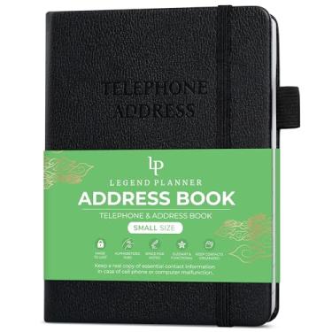 Imagem de Legend Planner Catálogo de endereços com abas alfabéticas – Mini agenda de endereços telefônicos para números de telefone, endereços, contatos de e-mail, senhas e datas importantes – Tamanho pequeno,