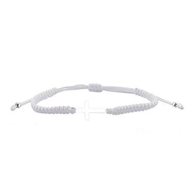 Imagem de COLORFUL BLING Pulseira feita à mão com cruz trançada preta e vermelha com proteção de corda de aço inoxidável Sideways Faith Hope Blessed, joia religiosa, Metal Metal Fibra Sintética, Inoxidável