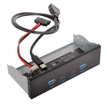 Imagem de Cablecc Cabo conector USB-C e USB 3.0 HUB de 4 portas do painel frontal para placa-mãe de 20 pinos para compartimento de CD-ROM de 13.3 cm