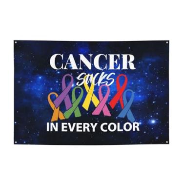 Imagem de Fight Cancer In All Color Fight Cancer Awareness Ribbons Banner 119 x 180 cm Decorações Varanda Quintal Sinais Tapeçaria Cenários Decoração Festa Suprimentos Bandeira