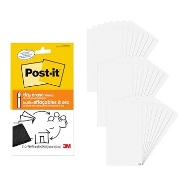 Imagem de Post-it Folhas apagáveis a seco, 18 x 28,7 cm, colam com segurança e removem de forma limpa (DEFSHEETS-3PK) (pacote com 8, 24 unidades)