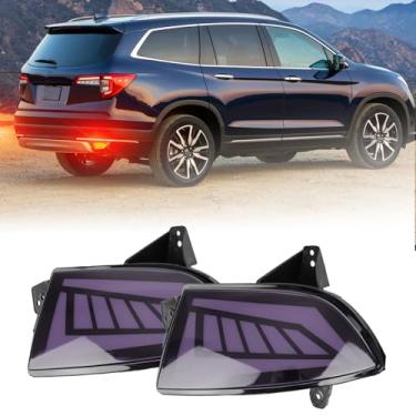 Imagem de PGTOPONE Refletores de para-choque traseiro de LED fumado lâmpadas traseiras de neblina compatíveis com Honda Pilot 2019 2020 2021 2022 EX EX-L Touring Accessories