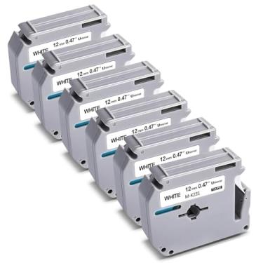 Imagem de Fita adesiva M-K231 compatível com fita adesiva Brother 12 mm 0,47 M-K231 MK-231 MK231 M231 1/5.1 cm Ptouch para PTM95 PT-M95 PT-65 PT-85 PT-90 PT-70 PT-80 PT-45, preta Branco 6X