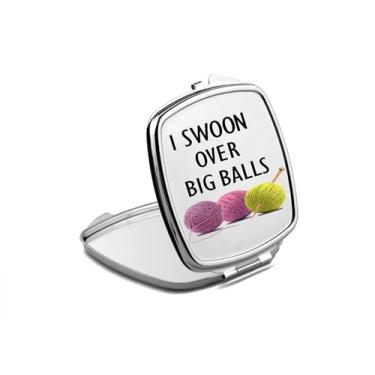 Imagem de SpreadPassion Espelho compacto I Swoon Over Big Balls, espelho fotográfico, espelho de maquiagem de viagem pequeno espelho portátil, espelho de bolso portátil, ideia de aniversário (1, quadrado)
