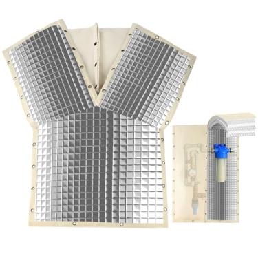 Imagem de TOHONFOO Tampa de Isolamento de Tubo Antirrefluxo de Abertura de 4 Vias(5°F)- Tampa de Válvula de Aspersão de Irrigação- Tampa de Bomba de Poço de Água- Design Especial para Equipa (18"L X 34"A, Bege)