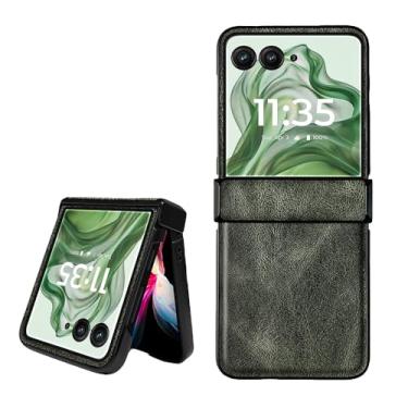 Imagem de shingtomua Para Motorola Razr Plus 2024 [Não serve para Razr 2024] Couro PU Capa Rígida de PC Capa à Prova de Choque Capa de Proteção de Dobradiça para Motorola Razr 50 Ultra/Razr+ 2024 (Verde)