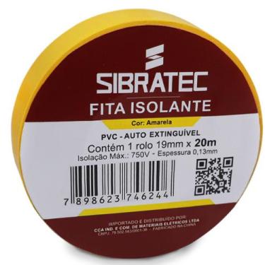 Imagem de Fita isolante Amarelo 19mm x 20 metros Sibratec