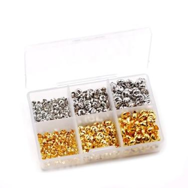 Imagem de Malahill Capa de contas de crimpagem para joias de 3 mm/4 mm/5 mm cada, 200 peças em ouro branco e ouro 18 k