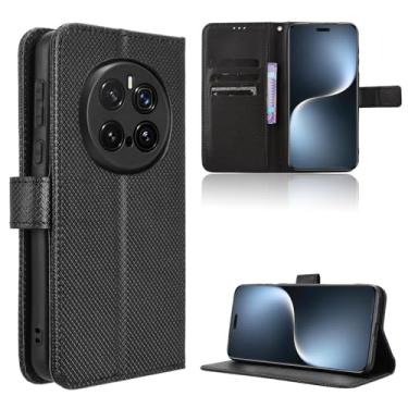 Imagem de Elubugod Capa de couro compatível com Honor Magic 7 Pro, capa flip de couro PU compatível com Honor Magic7 Pro 5G PTP-AN10 PTP-AN70 capa preta