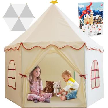 Imagem de TTLOJ Tenda de Jogo para Crianças Unissex, 4 a 8 Anos, Barraca de Brinquedo, Princesa, Castelo, Indoor & Outdoor, Beige