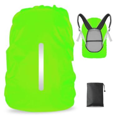 Imagem de LAMA Pacote com 2 capas de chuva à prova d'água para mochila, capa de chuva refletiva antipoeira, antifurto, ciclismo, caminhada, acampamento, viagem, atividades ao ar livre, 1 peça, verde, Small