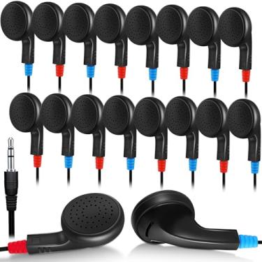 Imagem de Kanayu Pacote com 100 fones de ouvido infantis a granel para sala de aula, fones de ouvido com fio para estudantes sem microfone, fones de ouvido a granel para crianças, adultos, biblioteca escolar,
