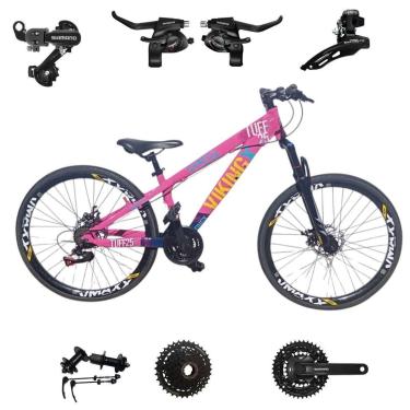 Imagem de Bicicleta 26 VikingX Tuff25 21v Shimano Cubo k7 Aluminio Freeride Disco Mecânico Pneu Slick 1.50-Unissex