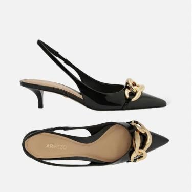 Imagem de Scarpin Preto Salto Kitten Slingback Elos Arezzo Feminino