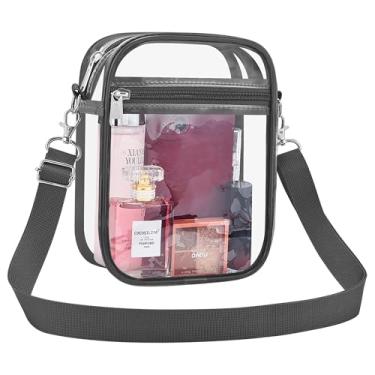 Imagem de AROUVOG Bolsa transparente para eventos de estádio masculina e feminina bolsa transversal transparente aprovada para estádio bolsa transparente à prova d'água, Cinza carvão, Medium