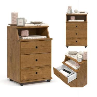 Imagem de Mesa De Cabeceira Cama Casal Retrô Com Gaveta Madeira Pequena - EJ MOV