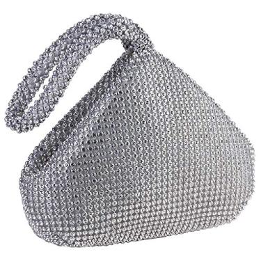 Imagem de Crownguide Bolsa feminina de cristal com strass para noite com bolsa de mão para casamento e formatura, Prata, One Size