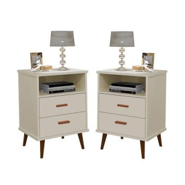 Imagem de Kit 2 Mesa de Cabeceira Quarto Mesinha Apoio Lateral Cama Box Casal Es